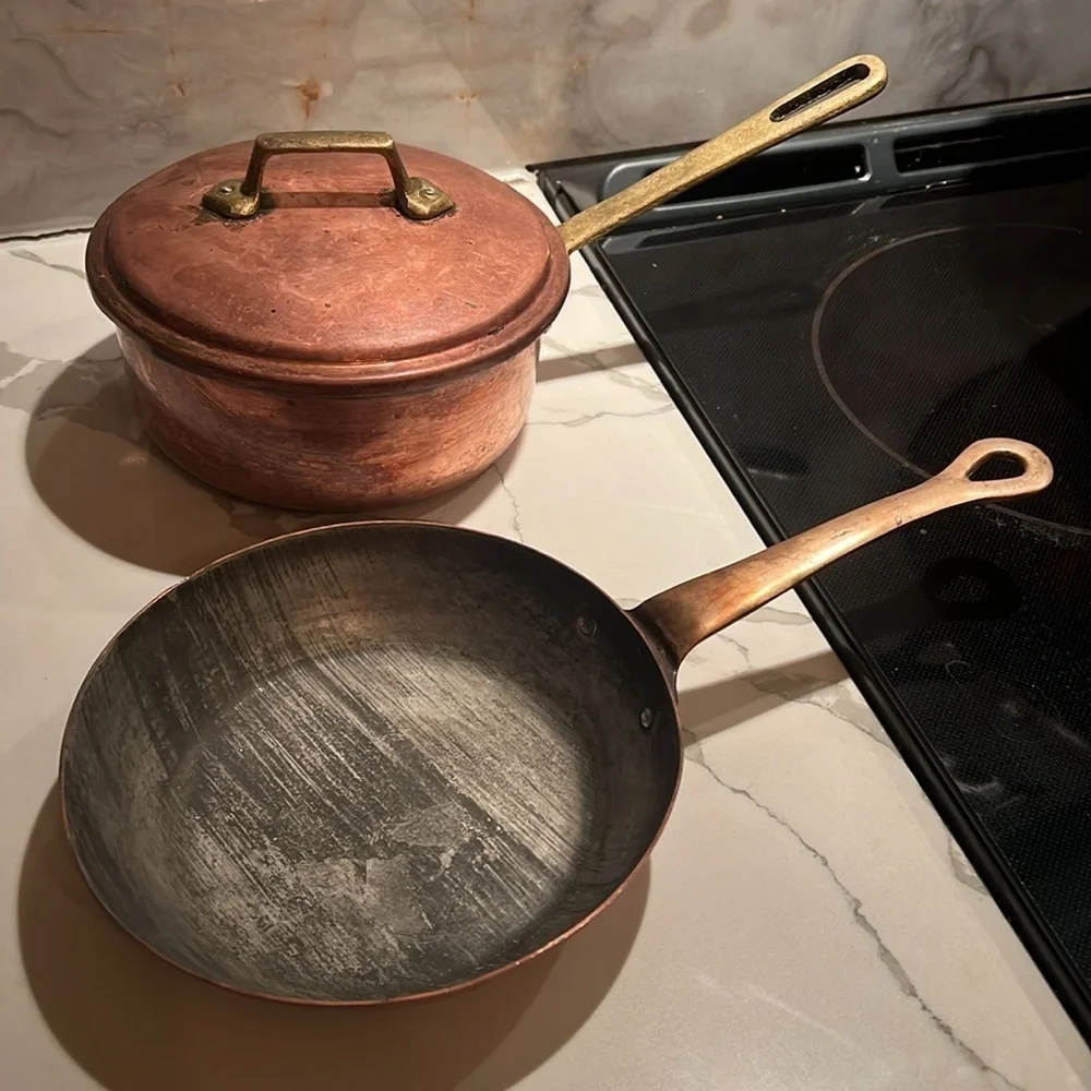Set of 3 Vintage Copper Cookware Lid Fits Both Pot and Pan
